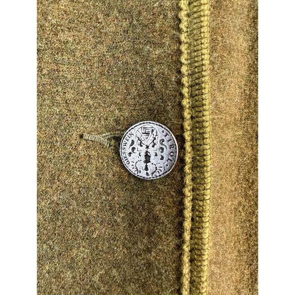 Giesswein Wool Sweater Womens 42 Olive Green Metal Tirol Coin Button Cardigan - Picture 6 of 10